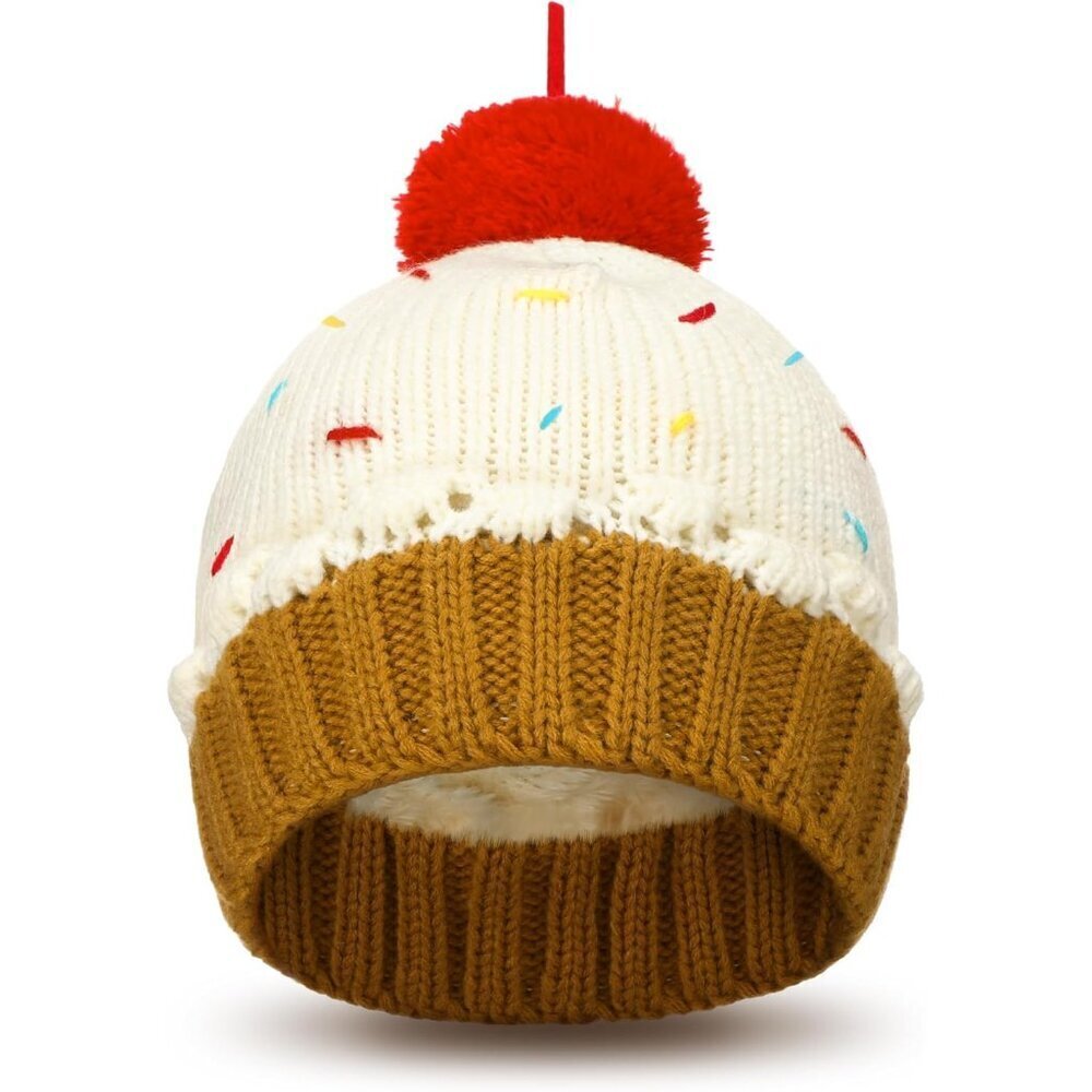 Women Crochet Beanie Winter Hat Christmas Cupcake Style Adult Gift